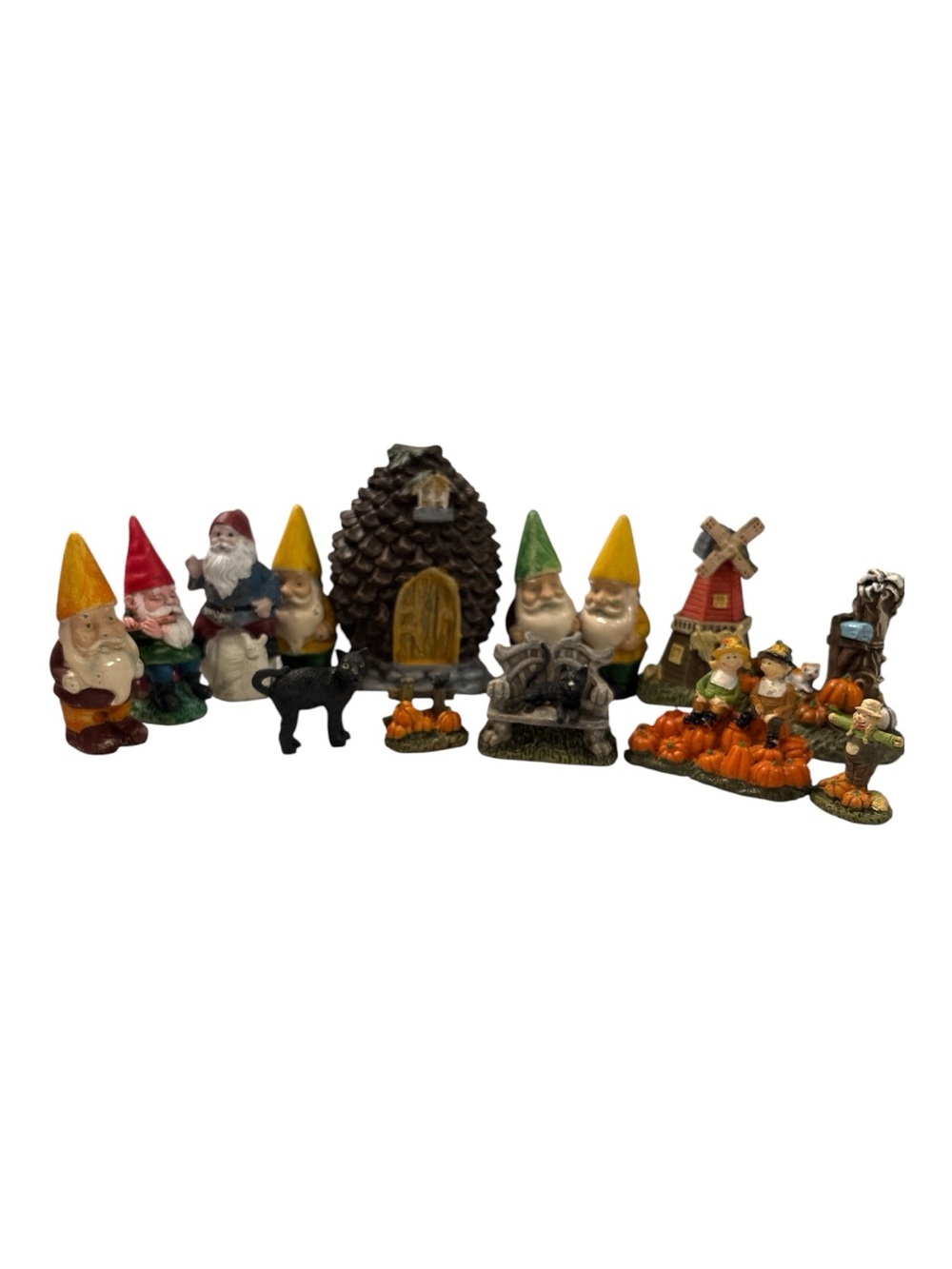 Autumn Gnome & Pumpkin Village garden Décor Set - Multicolor 14 pieces